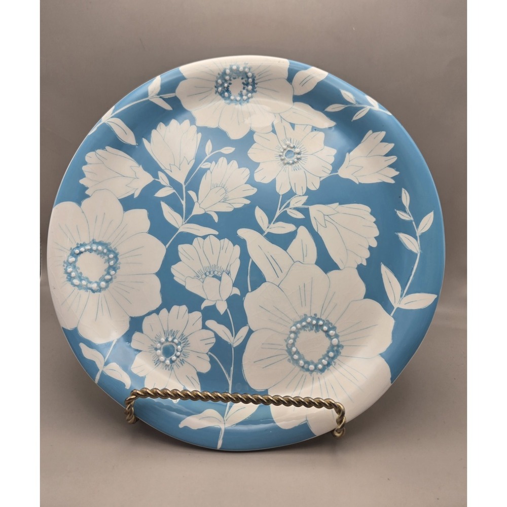 Vintage Platter 'Mesa Home Products' 11" Robin Egg Blue/White Floral  B#33